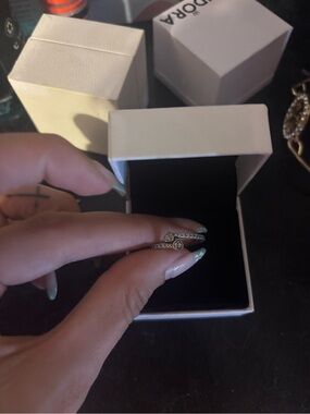 Pandora Silver Open Wrap Ring with Clear Stones